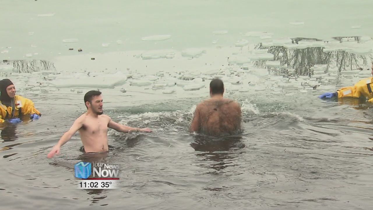 Delta Sigma Phi at ONU jumps into frozen pond for the Alzheimer's Association